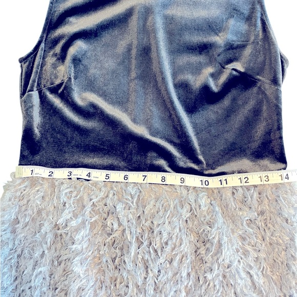 Sunday In Brooklyn Anthropologie Feather Grey Blue Velvet Sleeveless Dress S - Picture 11 of 11